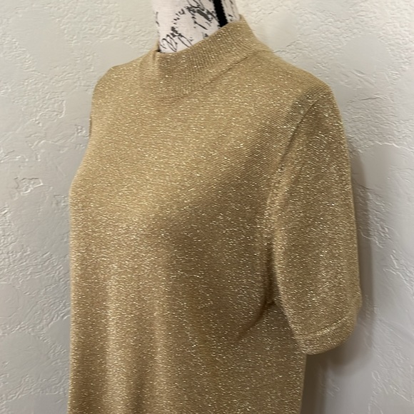 Draper's & Damon's Shimmer Mock Neck Blouse Shimmer Size Large - Picture 5 of 15